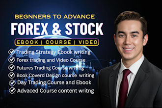 create beginner educational forex and stock trading course content, ebook, video
