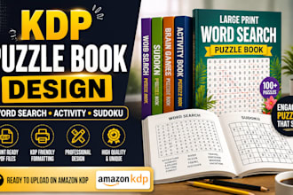 design low content KDP puzzle books, word search and activity book interiors