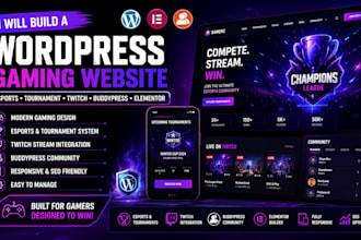 wordpress gaming website esports tournament twitch stream buddypress elementor