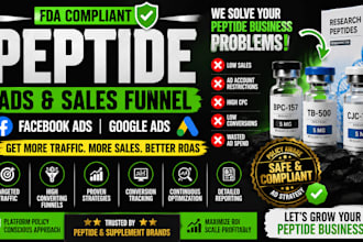fda compliant peptide facebook ads, google ads campaigns, sales funnel