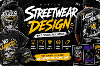 design streetwear t shirt, hoodie, sweatsuit and luxury clothing brand graphics