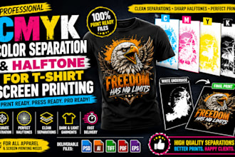 design professional color separation cymk for tshirt screen printing or halftone