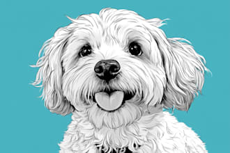 draw custom pet portrait in line art vector illustration