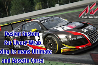 esign custom car livery wrap for iracing, le mans ultimate and assetto corsa
