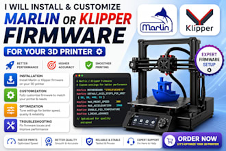 provide professional marlin and klipper firmware setup for your 3d printer
