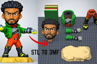 convert stl to 3mf multicolor paint colors and split part for bambu studio