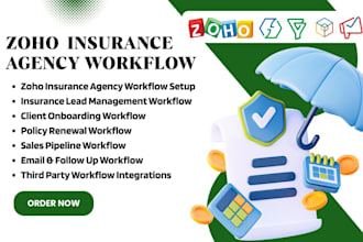 setup zoho insurance agency workflow with zoho CRM, flow, campaigns and bigin