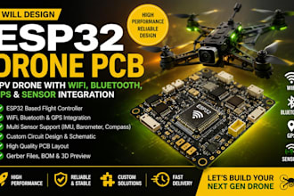 design esp32 drone pcb, fpv drone with wifi, bluetooth, gps, sensor integration