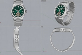 create 3d cad modeling for luxury wristwatch with cnc single prototyping dfm