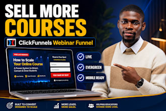 build clickfunnels webinar funnel, coaching funnel or online course sales funnel