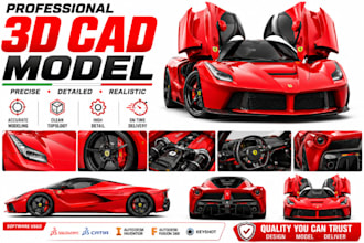 do custom car body kits, wheels and mechanical parts in 3d cad