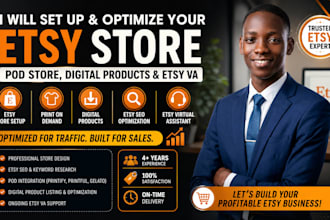 setup etsy seller account create pod store digital products and be your etsy va
