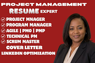 write an ats project manager resume, cover letter and linkedin