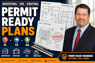 design architect, civil and structural building permit drawings for texas fl ga