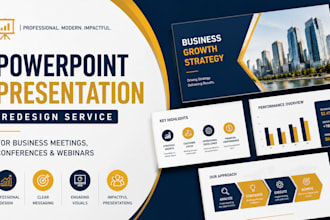 redesign powerpoint presentation for business meetings, conferences and webinars