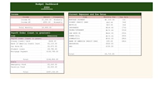 create a year long debt payoff spreadsheet