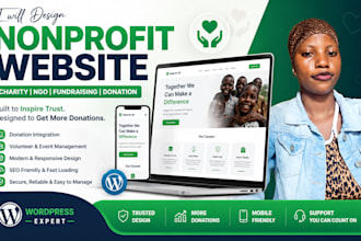 design a nonprofit, charity, ngo, donation, fundraising website in wordpress