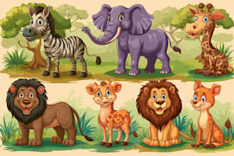 do animals cartoon illustration