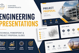 design engineering presentation, technical powerpoint and project proposal slide