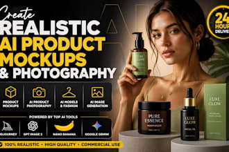 create realistic ai product mockups photography ai models, ai image, midjourney