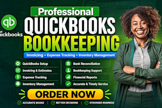 setup quickbooks bookkeeping invoicing expense tracking inventory management