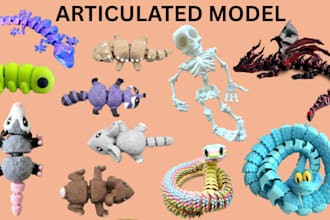 create a 3d articulated model, flexi 3d toy bjd articulated doll for 3d printing