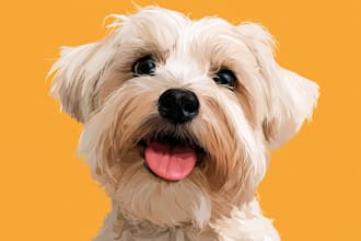 draw cartoon illustration portrait for dog, cat or any pet