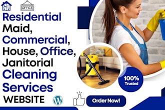 design cleaning service website, house commercial janitorial cleaning website