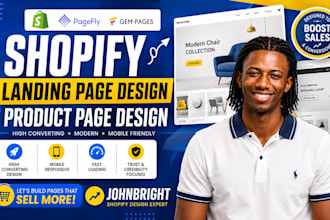 design shopify product page, landing page with pagefly, gempages, replo
