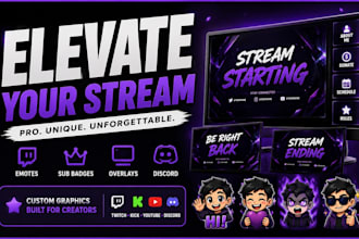design custom twitch overlay stream package emotes
