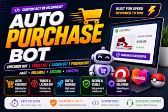build auto purchase bot, checkout bot, target bot, lazada, pokemon bot