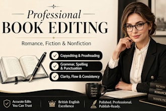 be your fiction editor, fantasy book editor and dark romance novels proofreader