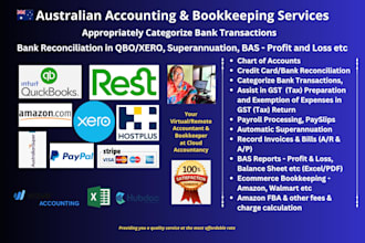 do australian bookkeeping, bank reconciliation, super, bas, profit n loss, gst