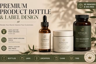 design product label design, bottle label, supplement packaging, print dieline