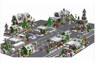 design custom christmas moc model winter village using bricklink studio file