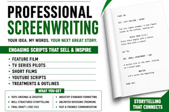 write, edit, format screenplay , TV series, screenwriting in final draft