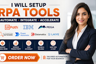 setup rpa tools uipath IBM pega automation anywhere microsoft datamatics laiye