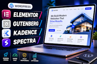 design a website using elementor, gutenberg, kadence, or spectra