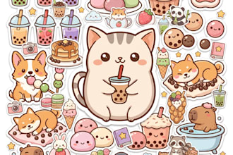 create cute sticker sheets and kawaii clipart sets