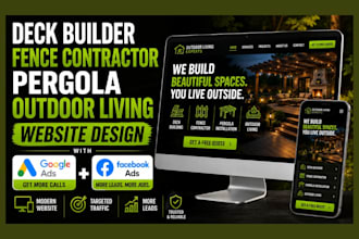 design deck builder, fence contractor, pergola, outdoor living website google ad