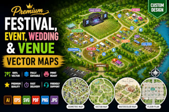 design premium festival, event, wedding and venue vector maps