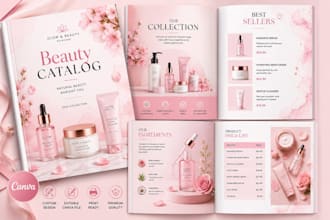 design cosmetic skincare catalog canva beauty brand pdf layout