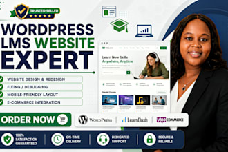 develop wordpress lms, membership website with tutor lms pro, learndash, graphy