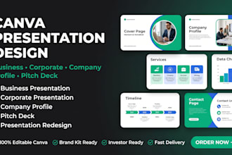 create business presentation, corporate presentation, company profile, canva