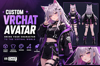 create custom 3d vrchat avatar models, vtuber model for your virtual world