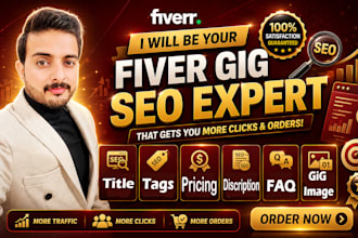 write complete fiverr gig SEO title, tags, description, faqs for optimization
