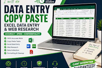 do data entry, copy paste, excel data entry and web research