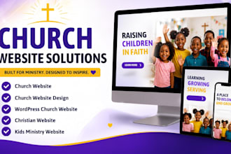 build children church website, book website, book cover and church website