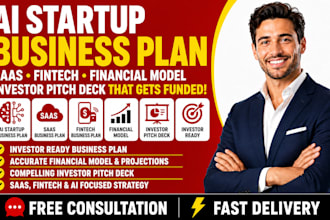 write ai startup business plan saas fintech financial model investor pitch deck