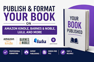 publish and format your book on amazon kindle, barnes and noble, lulu, and more